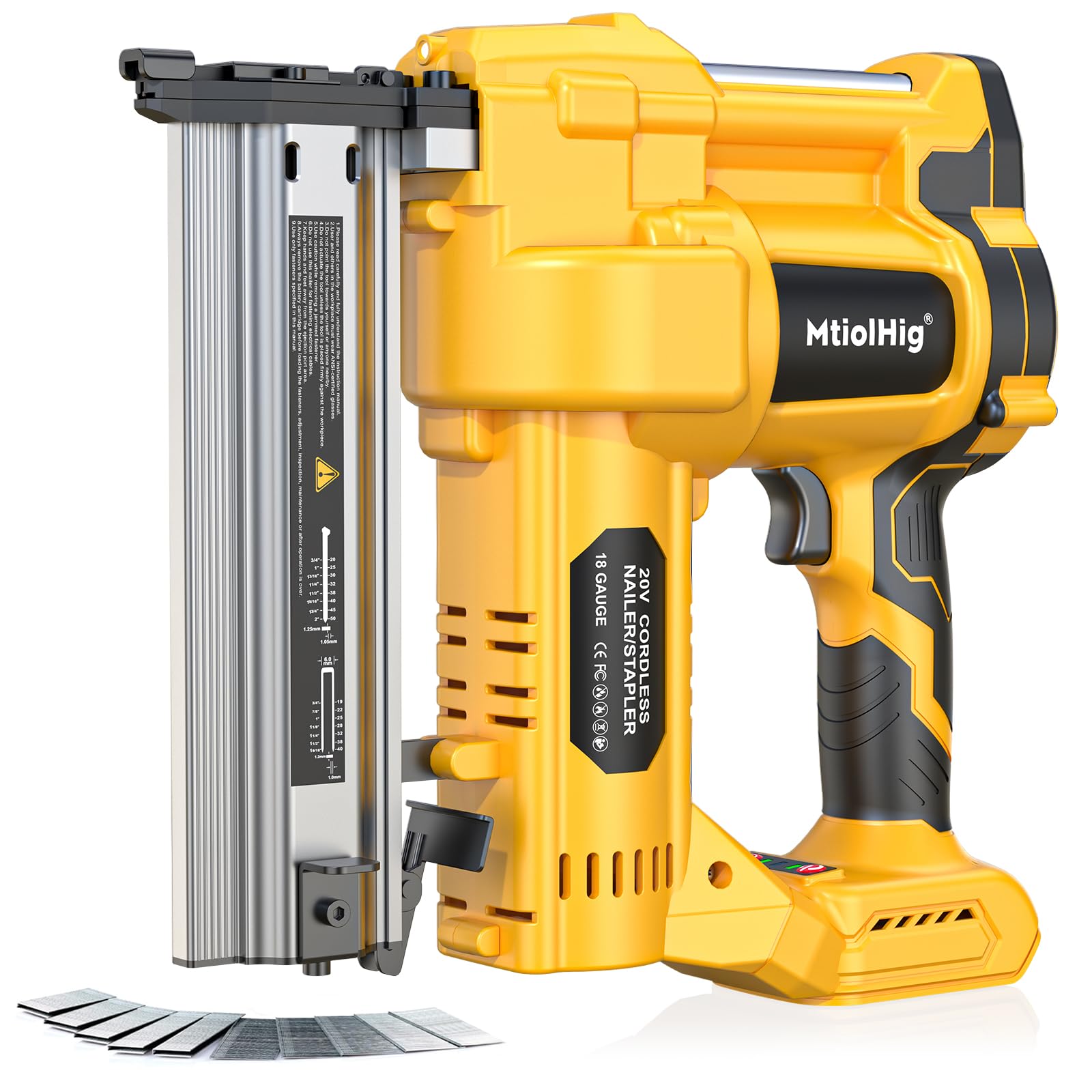 Photo 1 of Cordless 2" Brad Nailer Compatible with Dewalt 20V Battery (No Battery), 2-in-1 Electric Nail Gun/Staple Gun, 18 Gauge Nail Gun Battery Powered with 1000 Nails for Wood Carpentry