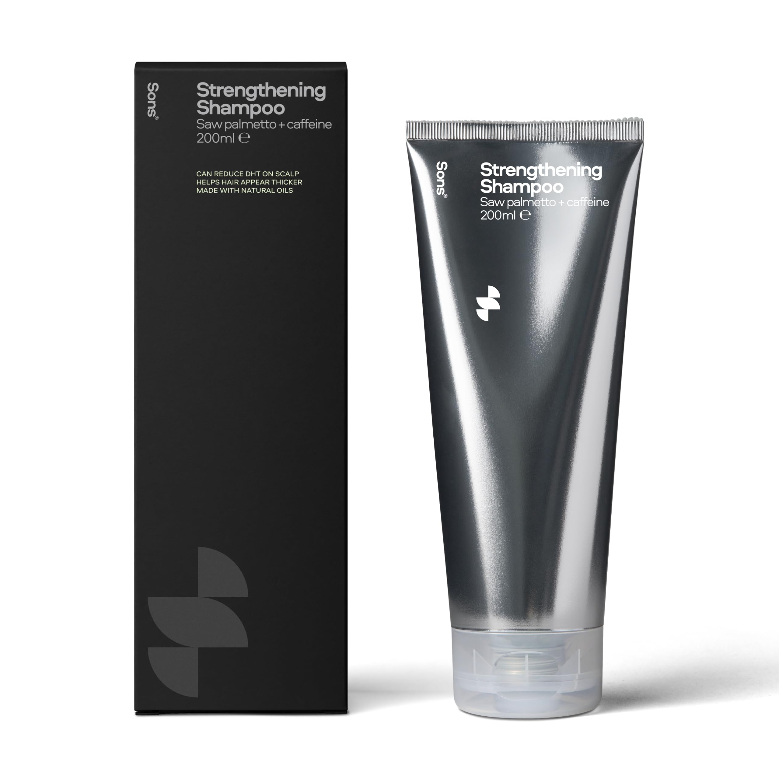 Sons Hair Growth Shampoo for Men. DHT Blocker. Thickening Formula Promotes Strong & Thick Regrowth with Saw Palmetto, Argan Oil, Caffeine, & Rosemary. Citrus Scent. 1 Month Supply. Made in Europe.