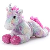 The Petting Zoo 13" Pastel Tie Dye Rainbow Unicorn with Silver Sparkly Horn
