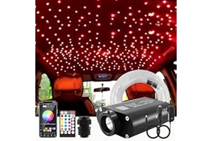 ATOKEE 16W Fiber Optic Lights, Starlight Headliner Kit for Car Ceiling Decor, 300pcs*0.03in*6.5ft Car Star Lights with 28-Key RF Remote/Bluetooth APP/Music Control