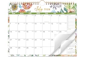 LAFEFO Wall Calendar 2024-2025 - 2024-2025 Calendar, Jul.2024 - Dec. 2025, 11" x 8.5", 18 Monthly Calendar 2024-2025, Hanging Hook + Ruled Blocks - Floral