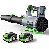 Leaf Blower Cordless with 2× 5.0Ah Batteries and Charger, 21V Electric, Lightweight Battery Powered Blowers for Lawn Care, Yard, Patio Cleaning, Blowing Leaves & Dust