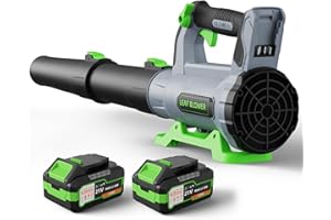 QIYORL Leaf Blower Cordless with 2× 5.0Ah Batteries and Charger, 21V Electric, Lightweight Battery Powered Blowers for Lawn Care, Yard, Patio Cleaning, Blowing Leaves & Dust