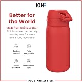 Ion8 Lightweight Steel Kids Water Bottle 400ml Red Leak Proof view 5