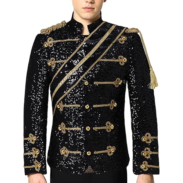 Royal Court Giacca Da Principe In Raso Con Finiture Oro, Bianco E Nero. Costume Uomo Per Feste A Tema, Halloween, Discoteca. Taglie XS-XXXL.