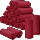 18 Pieces Throw Blankets Bulk 50 x 60 Inch Soft Warm Lightweight Fleece Flannel Blankets Bulk for Homeless Cold Weather Wedding Guests Gifts Home Couch Sofa Bed(Wine Red)