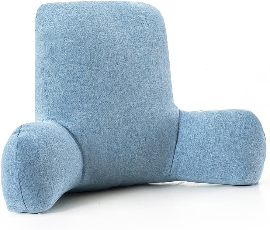 ZOEMO Bed Reading Pillow, Cerulean - Bed Rest Pillows with Arm Rests for Reading in Bed - Waist Cushion Pillow with Arms for Home, Office - Thick Bedrest Pillow with Washable Cushion Cover