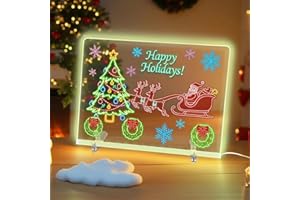 GENERIC Lumiboard Led Drawing Board, 13.7"X10" 4 Modes &7 Colors Acrylic Dry Erase Boards with Light, Include Adapter, Hanging Chain, Led Drawing Board for Kids with Stand,7 Markers, Spray Bottle