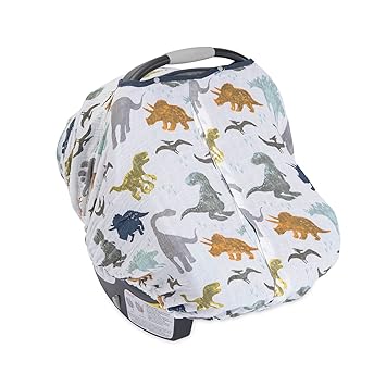 Amazon.com: Little Unicorn Cotton Muslin Car Seat Canopy - Dino Friends: Baby