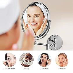OVENTE 9" Wall Mounted Makeup Mirror with 1X/10X