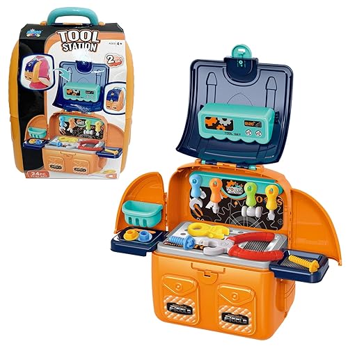 MISCO Toys in1 Construction 24 Piece Toy Tool Backpack Sets for