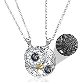 Yumikoo Couple Sun and Moon Necklace I Love You Necklace 100 Languages Matching Bff Friendship Heart Necklaces for Best Friends