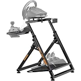 CAMMOO High Compatible Racing Wheel Stand Fits Handbrake, with Cup Holder | 31 Holes Wheel Panel, 26 Holes Shifter Panel, Foldable Sim Steering Racing Stand with Dual Anti-Slip, Wide Height Adjustment