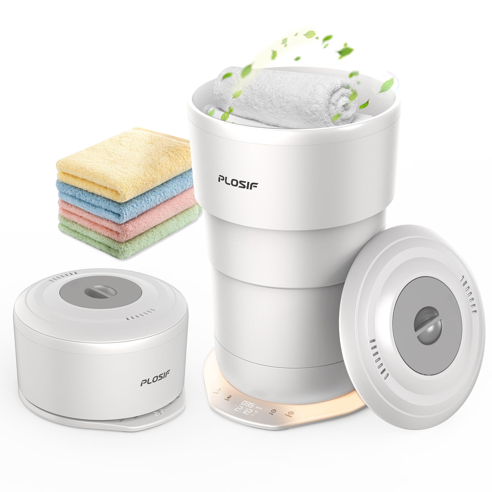 Photo 1 of PLOSIF Foldable Towel Warmer for Bathroom, 21L Large Capacity Hot Towel Warmer - Fits 2 Oversized Towels, Blankets, Bathrobes, Spa-Like Towel Heater with 4 Timers, Auto Shut Off and Ambient Lighting