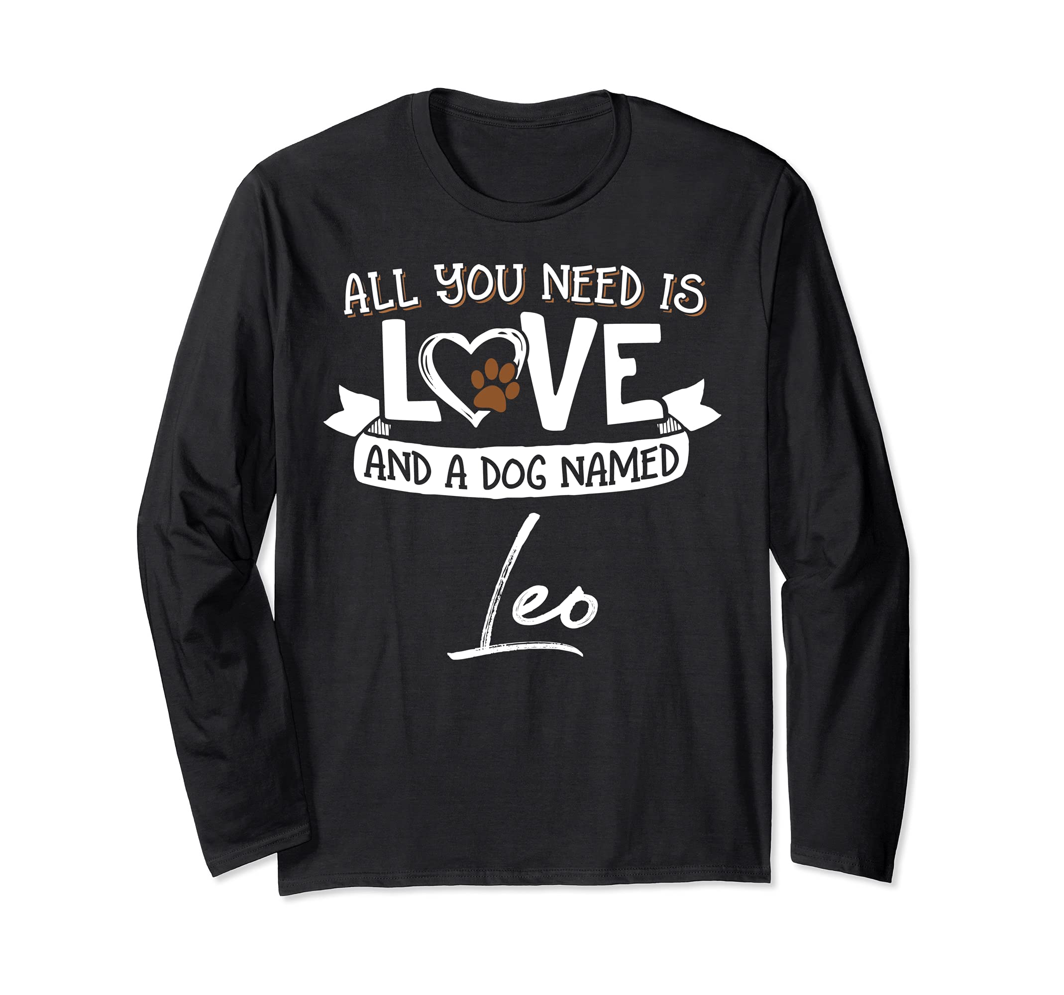Cute Dog Named Leo Design for Women and Men Long Sleeve T-Shirt