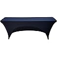 Banquet Tables Pro Black Spandex Cover for 18 x 72 Rectangular 18 x 6ft Narrow Training Tables Open Back