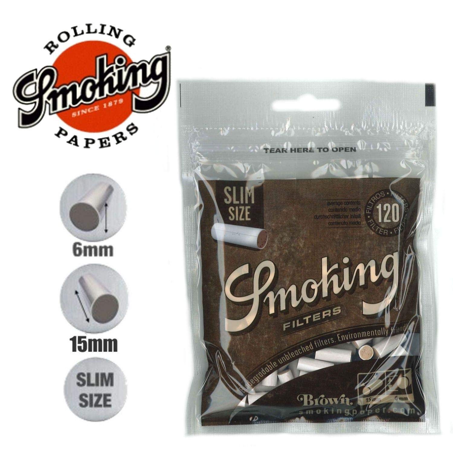 Buy Smoking Filters Brown Slim Size Packet (120 Filter Tips) Online at