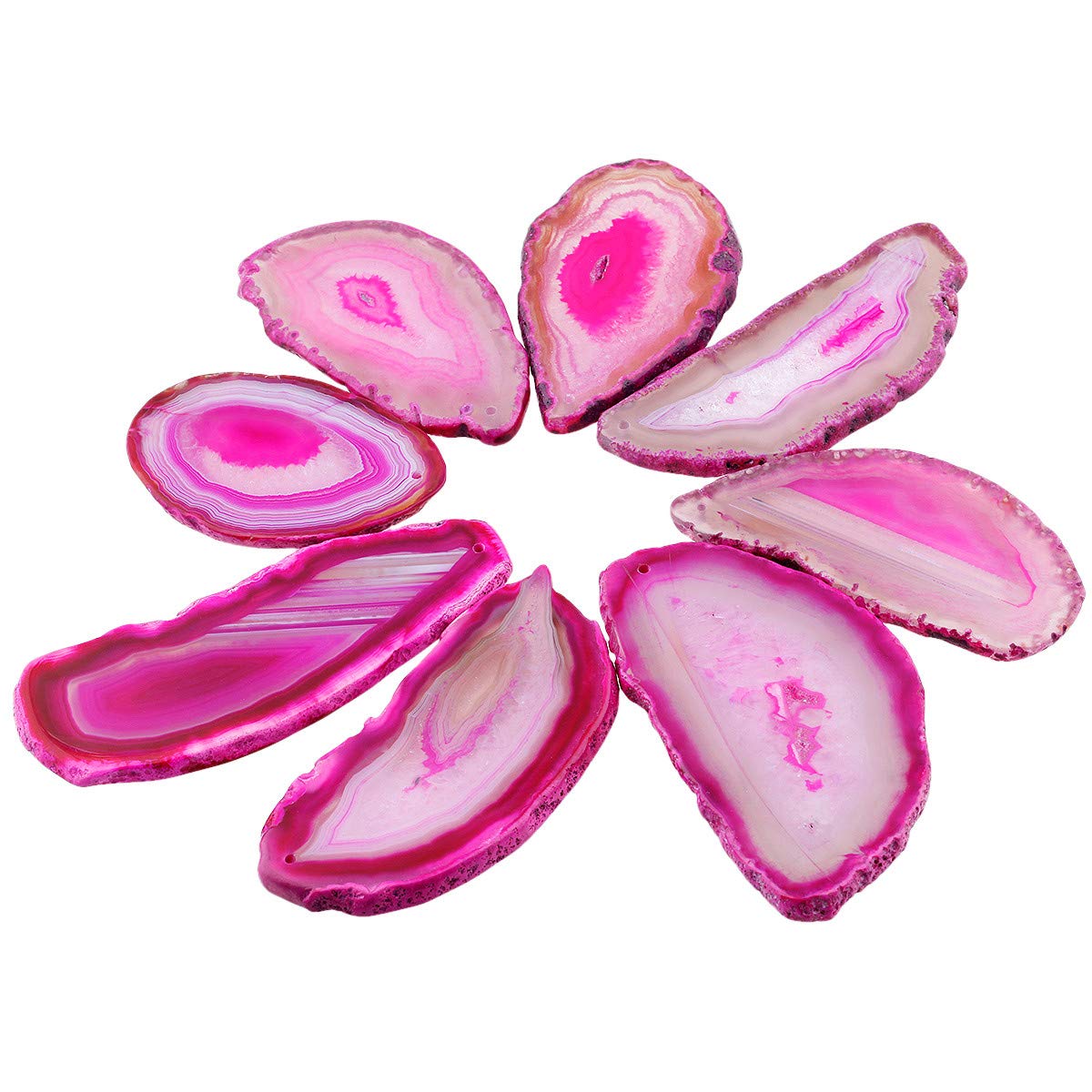 KYEYGWO Top Drilled Irregular Agate Quartz Slice Pendant Jewelry Charms for Jewelry Making, Pack of 10