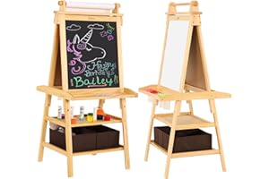 Belleur 3 in 1 Double-Sided Storage Easel for Kids, Art Easel for Kids, Larger Magnetic Board with Tray & 2 Storage Bags, Kid Easel for Toddlers, Perfect Painting Easel, Ideal Christmad Gift