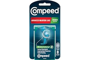 Compeed Advanced Blister Care 8 Count Sports Medium (2 Packs), Hydrocolloid Bandages, Heel Blister Patches, Blister on Foot, Blister Prevention & Treatment Help, Waterproof Cushions