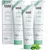 MasterMedi Nano Hydroxyapatite Toothpaste with Xylitol – Fluoride & SLS Free, Remineralizing Formula for Whitening, Sensitive Teeth, Enamel Repair & Strength, Magic Mint, 4 oz (Pack of 3)