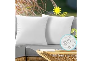 VAKADO White Outdoor Waterproof Throw Pillow Covers 16x16 Set of 2 Decorative Patio Furniture Sunbrella Cushion Cases Outside Decor for Couch Garden Bench Porch