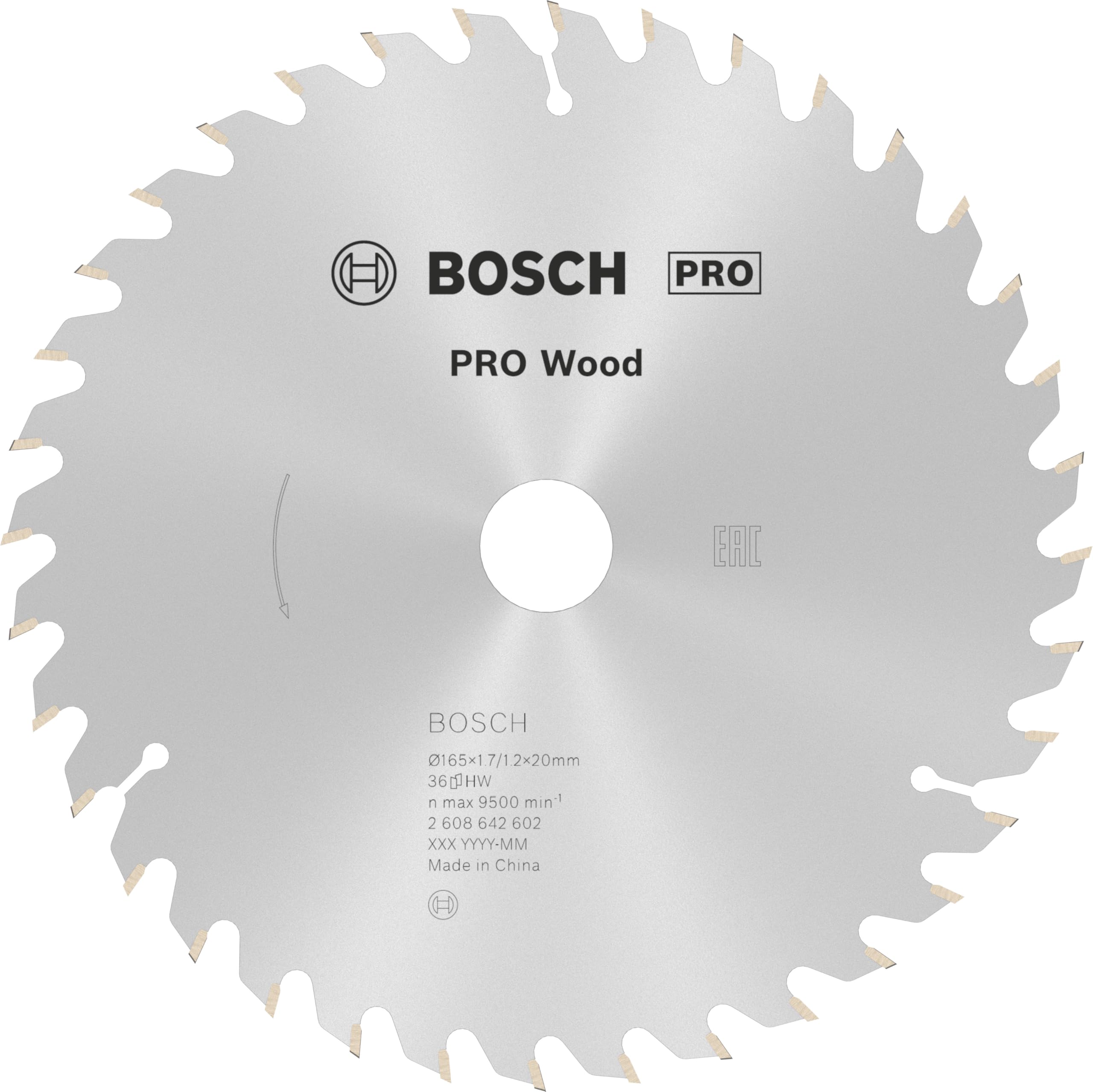 Bosch 1x PRO Wood Circular Saw Blade for Corded Hand-Held Circular Saws (for Softwood, Hardwood, Ø mm, Professional Accessory Hand-Held Circular Saw)