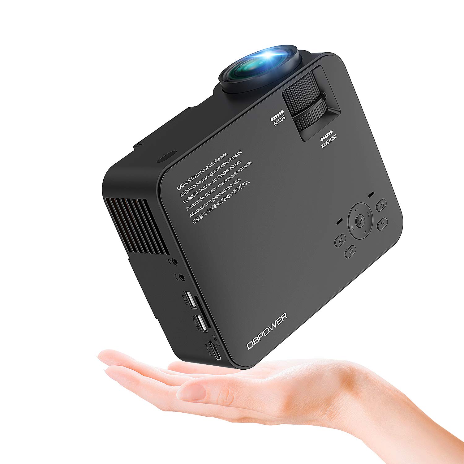 DBPOWER Mini Projector, 70 Brighter HD 1080P LED Video Projector with