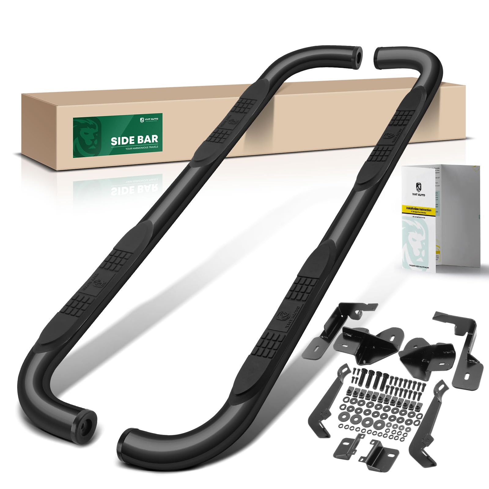 Photo 1 of (used item)YHTAUTO 3 Inch Running Boards Side Steps Fit Chevy Colorado & GMC Canyon 2015-2022, Extended Cab, 90° Round Ends Carbon Steel Black 