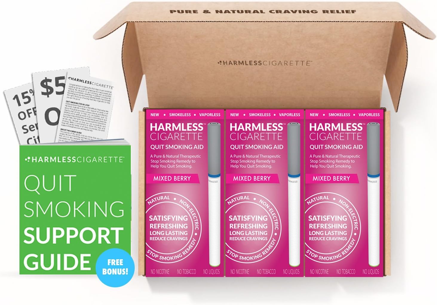 Quit Smoking Aid Oxygen Inhaler with Turbo Air Filter, Natural Remedy, Smoke-Free Fake-Cigarette to Reduce Cravings and Overcome The urge to Smoke (Mixed Berry, Best Value, Variation Set)