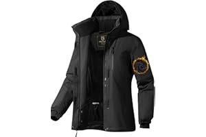 FREE SOLDIER Women's Waterproof Ski Snow Jacket Fleece Lined Warm Winter Rain Jacket with Hood Fully Taped Seams