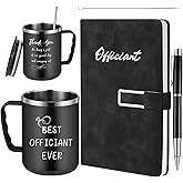 SiliFine 3 Pcs Wedding Officiant Gift 17 oz Officiant Coffee Mug Insulated Thank You Mug A5 Wedding Book with Black Ink Pen Leather Hardcover Thanks Gift from Bride Groom