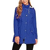 ZHENWEI Womens Lightweight Hooded Waterproof Active Outdoor Rain Jacket S-XXL