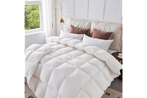 CYMULA Feather Down Comforter Queen Size - All Season Duvet Insert with Luxurious Down Fill - 8 Corner Tabs and Machine Washable with 100% Cotton Cover - White 90 x 90 Inch