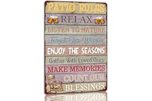 Patio Rules Tin Sign Vintage Patio Metal Signs Funny Wall Decor Plaque For Home Bar Bathroom Pool Deck Porch Outdoor Decorati
