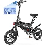ANCHEER Folding Electric Bike for Adults, 374Wh Ebike, 20MPH Electric Bikes, 14" Foldable Electric Bicycle, 20-50 Miles Electric Bikes, E Bike, LCD Display, Dual Suspension, UL2849 Compliant