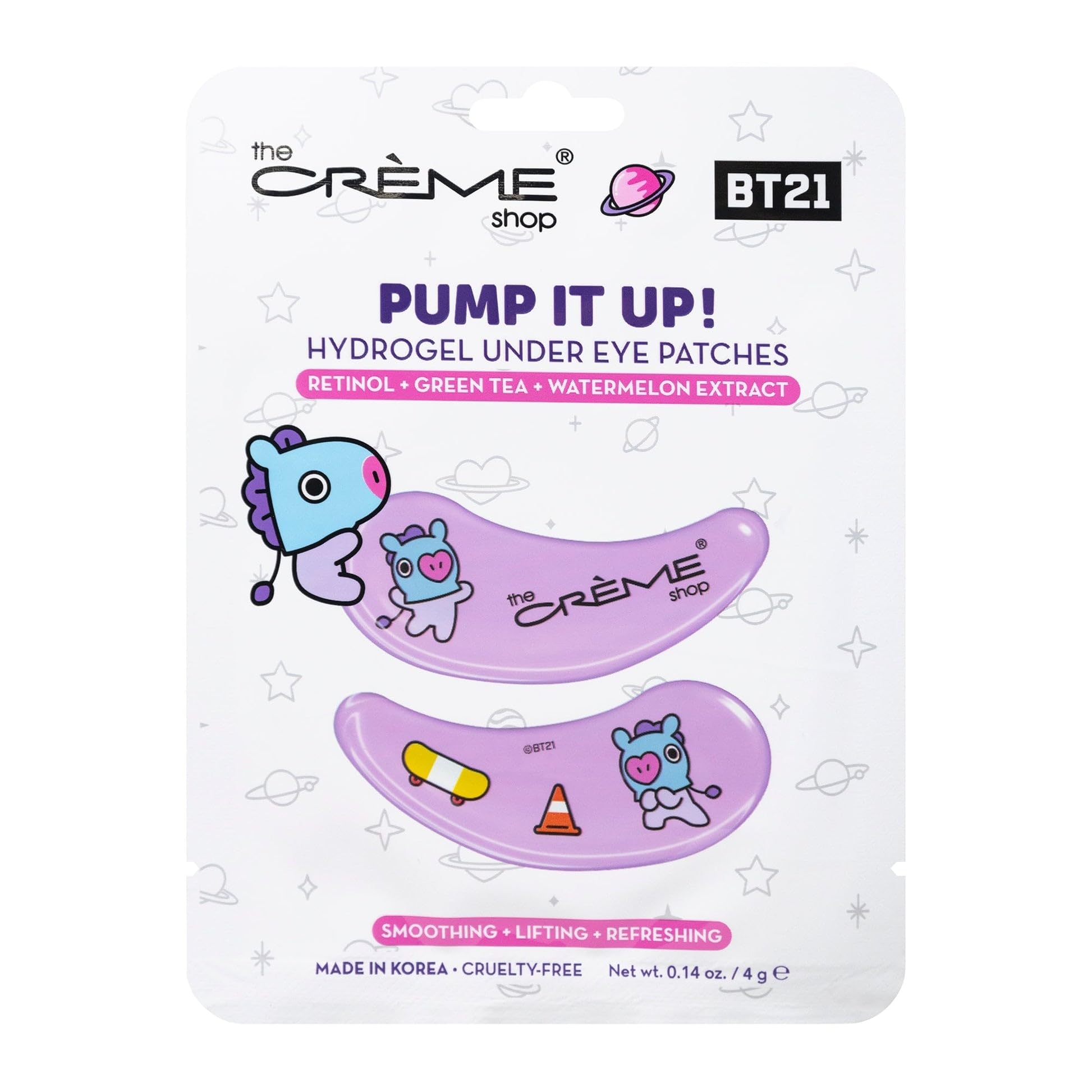 The Creme Shop BT21 Hydrogel Under Eye Patch Collection Featuring RJ MANG CHIMMY TATA Varieties Infused with Hyaluronic Acid Retinol Collagen Vitamin B3 Rejuvenating Brightening Soothing (Set of 4)