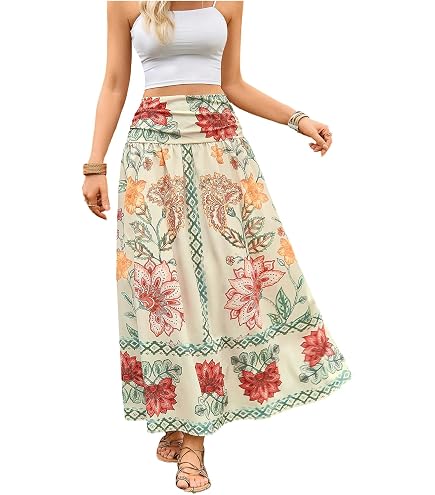 Amazon.com: Exotic India Wrap-Around Long Skirt with Block-Print