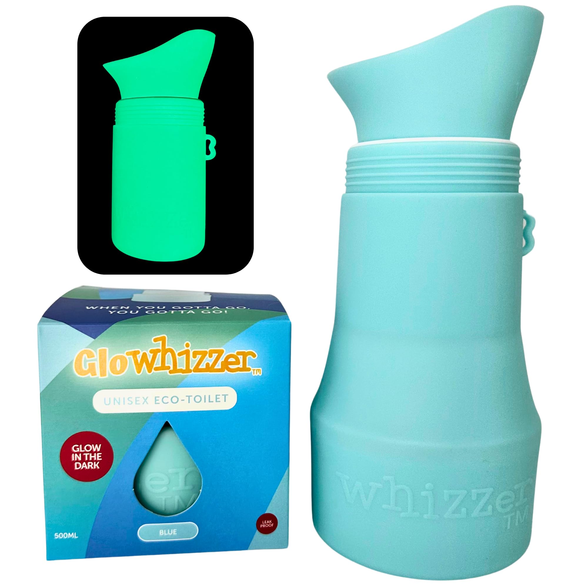 Whizzer™ - Discreet Portable Toilet for Adults - Seen on Dragons Den - Travel Essentials for Festivals, Camping, Caravans & Travel - Silicone Pee Bottle for Men & Women - Portable & Leakproof - 500ml