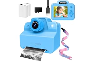 TOPELOTEK Kids Instant Camera Print Photos Instantly, Toy Camera That Printing Pictures, Instant Prints Cameras Gift for Toddler Girls & Boys Aged 3-12 (Blue)