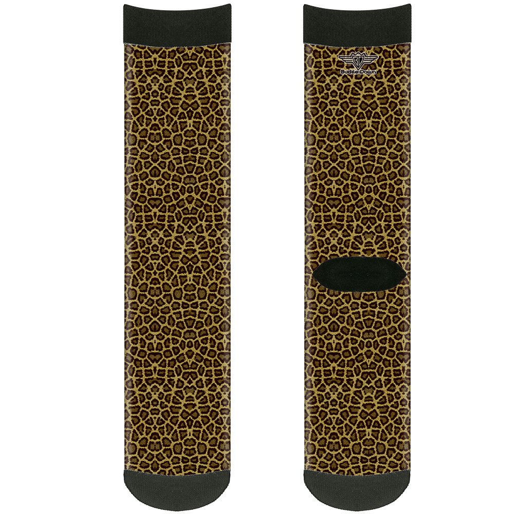 Buckle-Down Unisex-Adult's Socks Leopard Brown Crew Backpacks, Multicolor