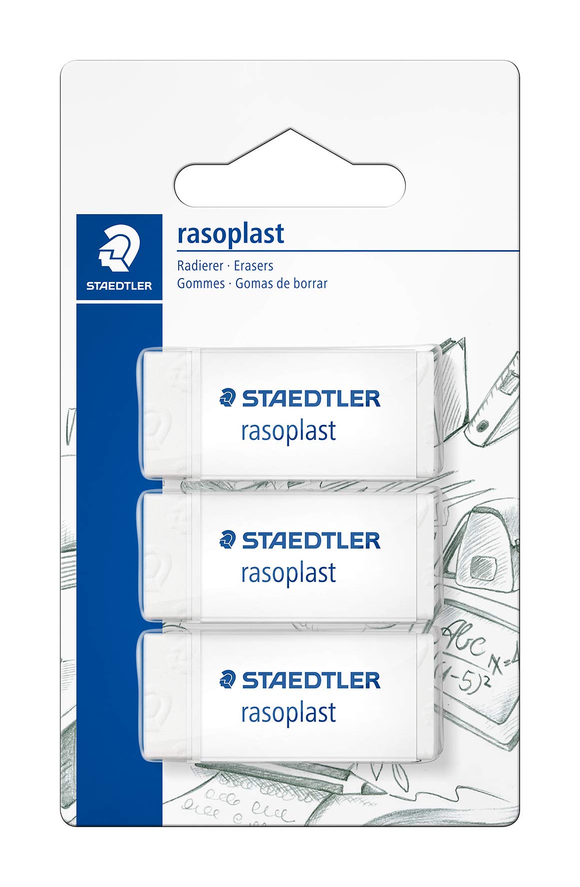 STAEDTLER 526B3 BK3D Rasoplast Eraser - 43x19x13mm (Blistercard of 3 Erasers)