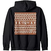 Modern Mudcloth Geometric Pattern Afro-Bohemian Tribal Zip Hoodie