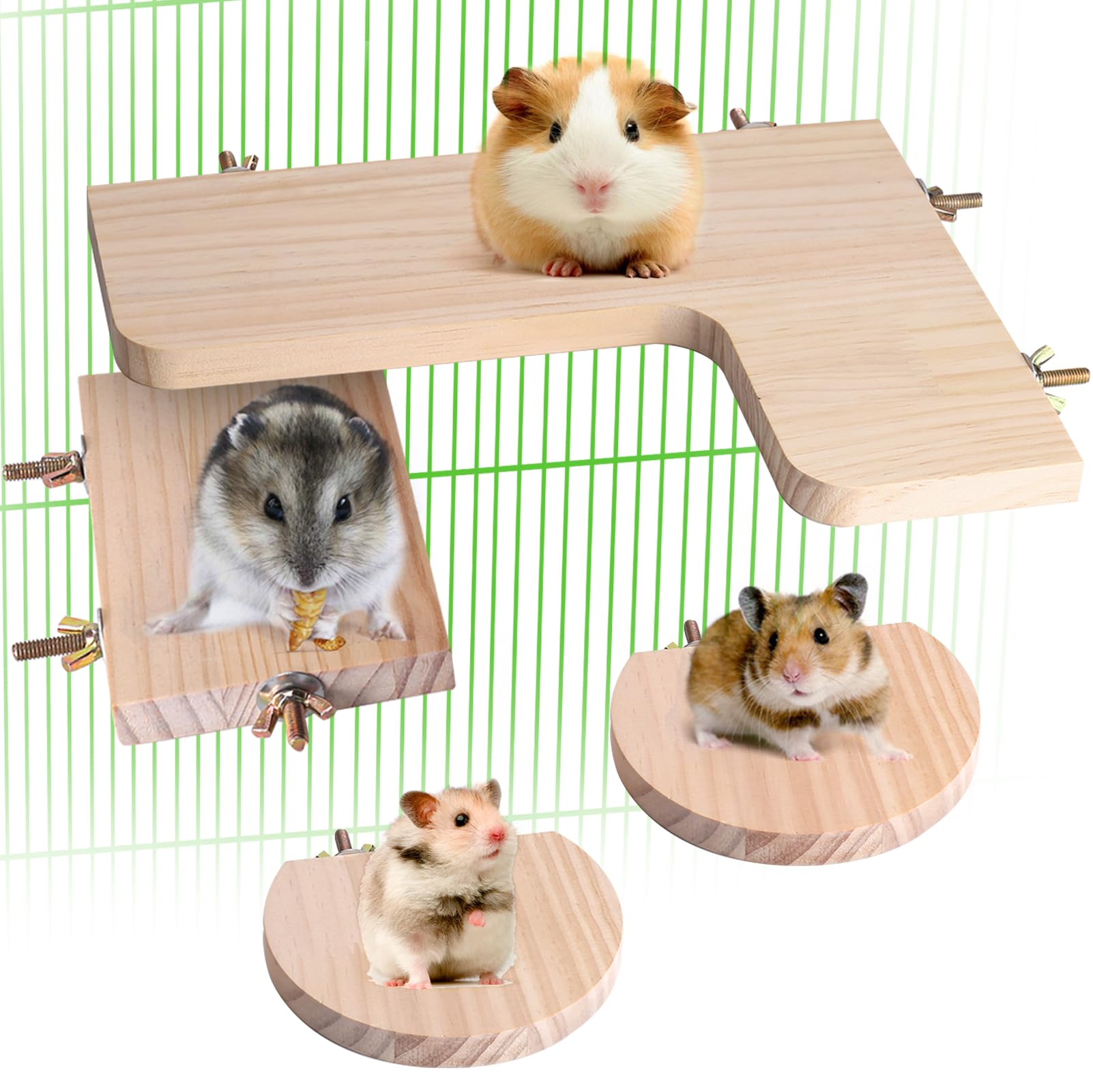 Photo 1 of Chinchilla Cage Accessories Hamster Accessories, Chinchilla Toys Wood Platform Dwarf Hamster Cage Board, Chinchilla Cage Sturdy Standing and Jumping Wooden Board for Parrot Cage Rat Cage (Board)
