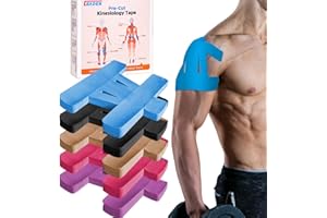 IEADEN Precut Kinesiology Tape for Shoulder, 10 Pcs - Shoulder Support & Stability, Shoulder Pain Relief Athletic Tape - Waterproof & Elastic, Breathable Hypoallergenic Latex-Free Tape, Blue