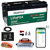 OGRPHY 36V Lithium Battery, 3.84KWh Golf Cart Batteries with 200A BMS, 25A Lifepo4 Battery with Charger, 1000A Peak Current Perfect for Golf Cart, Solar, Trolling Motor(100AH)