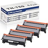 TN-760 TN760 High Yield Black Toner Cartridge 4-Pack Replacement for Brother TN 760 TN730 Toner Cartridge for DCP-L2550DW MFC-L2710DW MFC-L2750DW HL-L2350DW HL-L2370DW HL-L2390DW Printers