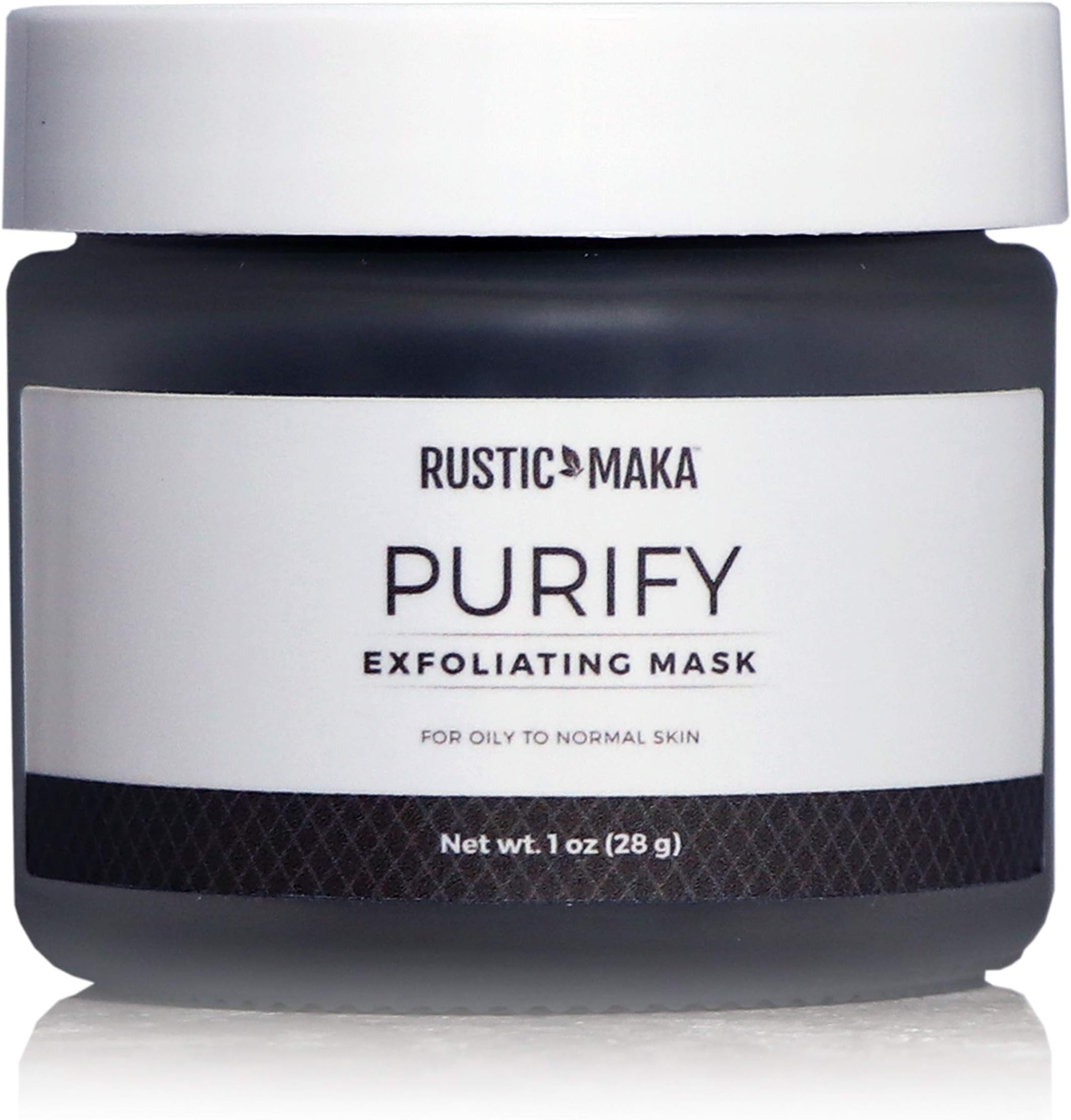 Rustic MAKA PURIFY Exfoliating Mask: Detoxify + Nourish + Smooth with Activated Charcoal, Mineral-Rich Clay & Botanical Extracts - For Acne-Prone, Oily Skin