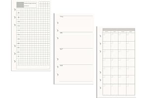 AxeWoodz A6 Refill Paper 3 Pack Undated Daily Weekly Monthly Binder Inserts 6-Hole Punched Filler Paper Planner Refills, 135 Sheets/270 Pages Refillable Planner Binder Papers