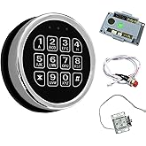 Electronic Gun Safe Lock Replacement, Zinc Alloy Keypad Gun Safe Lock with Solenoid Access,14 Ribbon Cable Motherboard & Reset Button Lock Set Chrome
